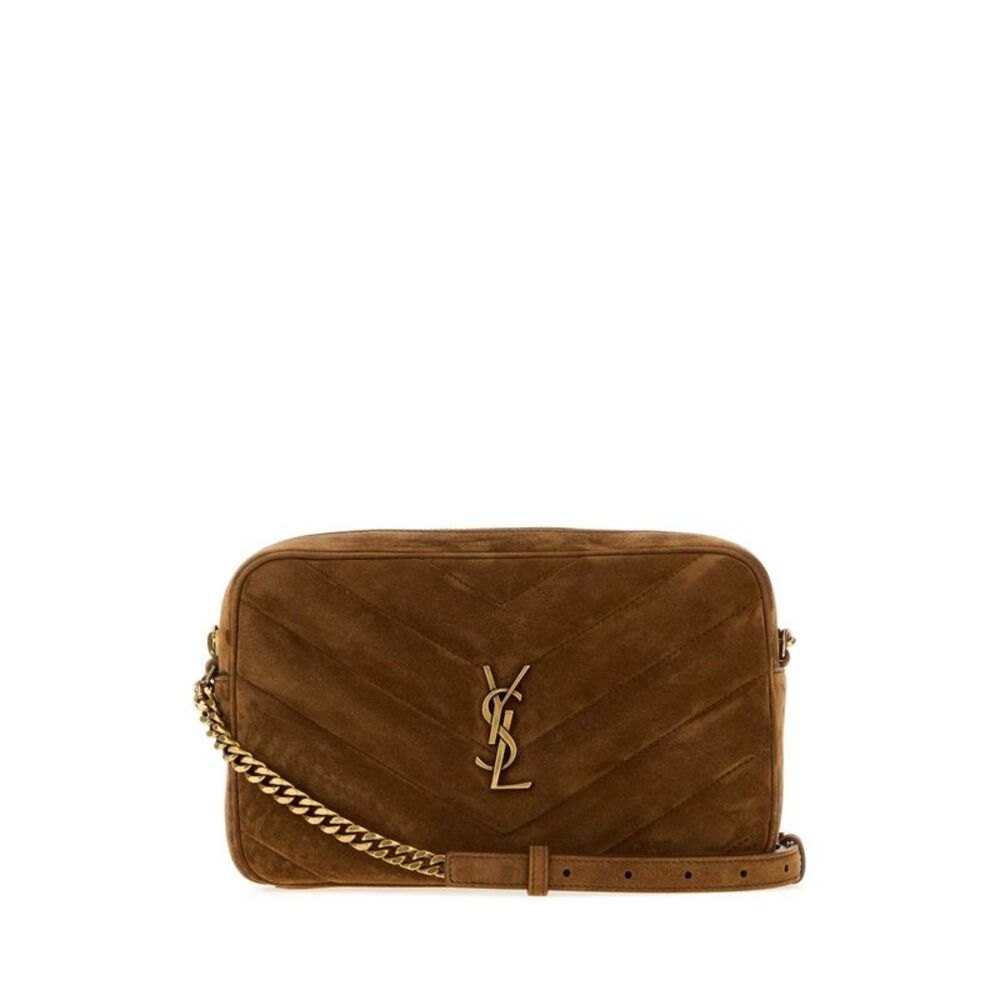 Saint Laurent Women Camel Suede Loulou Crossbody Bag